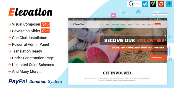 ELEVATION – Charity/Nonprofit/Fundraising WP Theme